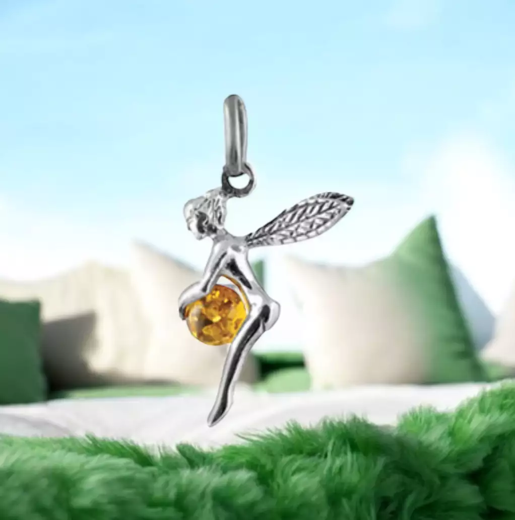 Collier Fée en Argent ou Plaqué Or avec Perle d’Ambre – “L’Éclat Enchanté”